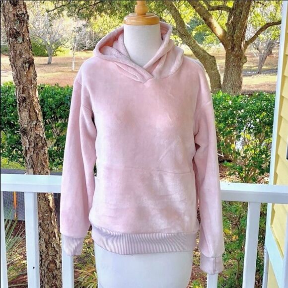 Athleta Girl Ballet Pink Velour Hoodie - Picture 1 of 6